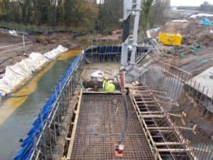 River diversion with Portadam for bridge foundations